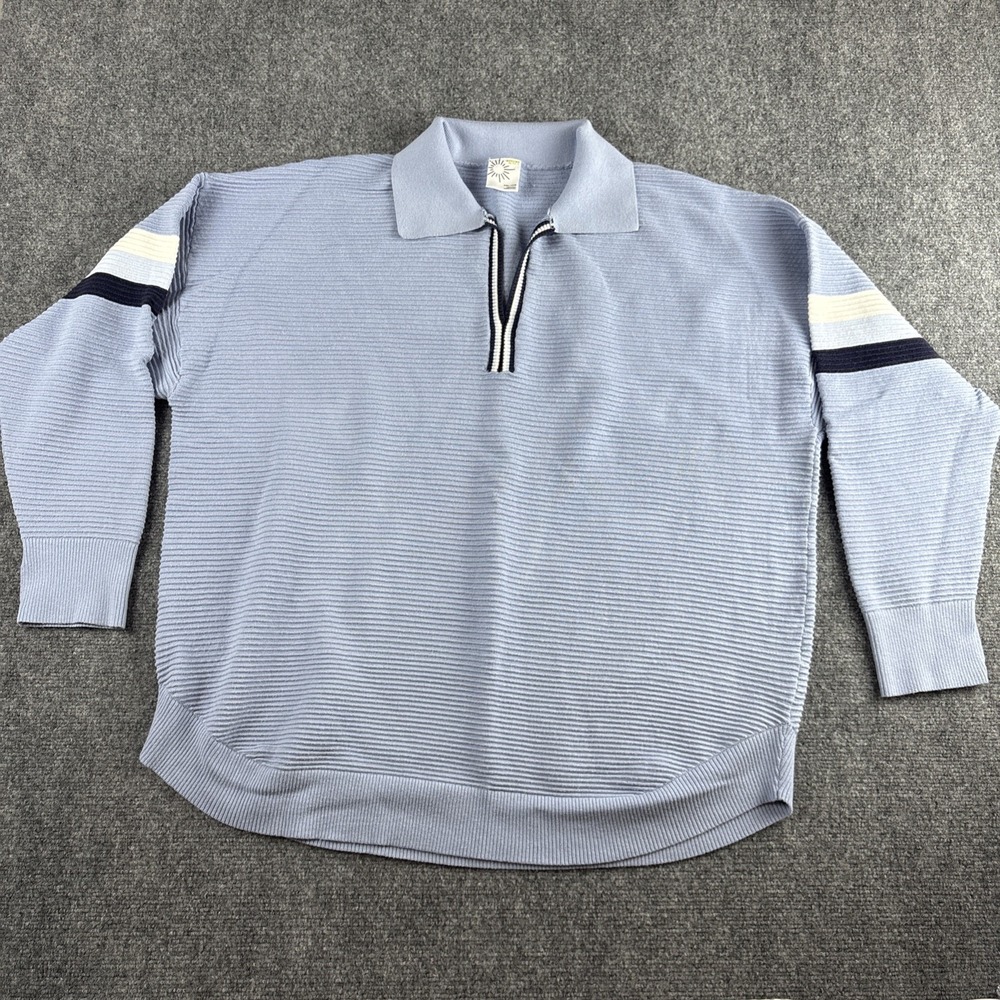 OFFLINE by Aerie Womens Size XXL Blue Stripe Sleeve Polo Sweater